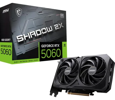 Produktbild von MSI GeForce RTX 5060 8G SHADOW 2X OC, GeForce RTX 5060, 8 GB, GDDR7, 128 Bit, 7680 x 4320 Pixel, PCI Express x16 5.0