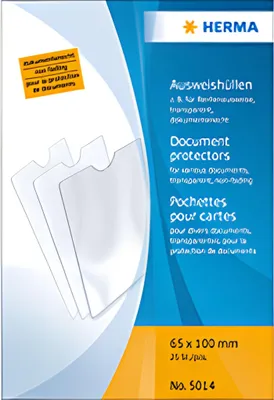 Obrázok produktu pre Herma 5014 Obálky na identifikačné karty - 65x100 mm na dôchodkové karty, reliéfne, odolné voči dokumentom
