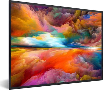 Produktbild von MuchoWow® Gerahmtes Poster Gemälde - Ölgemälde - Abstrakt - Wolken 40x30 cm - Poster mit Schwarzem Bilderrahmen Wandposter Rahmen Foto Bilder - Kunstposter - Wanddekorationen