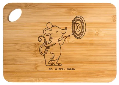 Produktbild von Mr. & Mrs. Panda Holzbrett Maus Dart spielen - Transparent - Geschenk, Brett, Frühstücksbrett, Darts, holzschneidebrett, Darten, Turnier, Schneidebrett