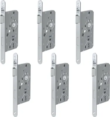 Produktbild von BASI - Einsteck-Zimmertürschloss - SET - 6x ES 922 - Lochung: Buntbart - Stulp abgerundet - DIN Links - 6x9220-5512