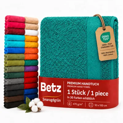 Produktbild von Betz Handtuch PREMIUM 100% Baumwolle 50x100 cm Gesicht- Hände- Körper- Handtuch Farbe - smaragdgrün