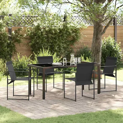 Image de Maison Exclusive - Ensemble de salle à manger de jardin 5 pièces en textilène noir et acier