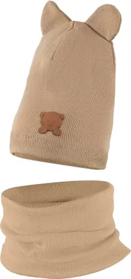 Obrázok produktu pre Detské Čiapky Chlapčenské Prechodné Súprava + Šál  44/46 Béžová - Čiapka Jar / Jeseň / Podzim / Zima Dawix
