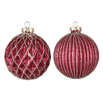 Obrázok produktu pre Clayre & Eef vianočné guľasy Ø 8x8 cm, červené, sada 2 kusov
