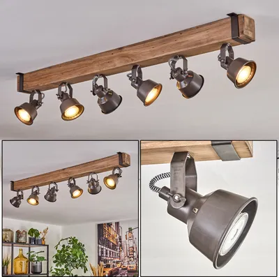 Produktbild von Villanuova Deckenlampe aus Metall/Holz in Grau/Naturfarben