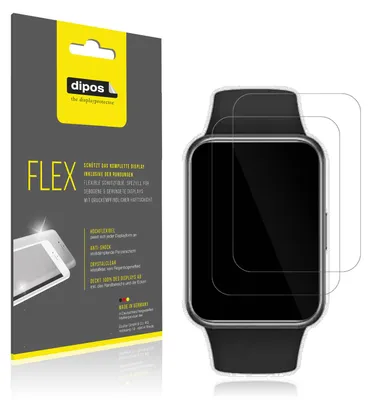 Produktbild von 2x Schutzfolie für Huawei Watch Fit 2 Folie, 100% Displayabdeckung, dipos Flex