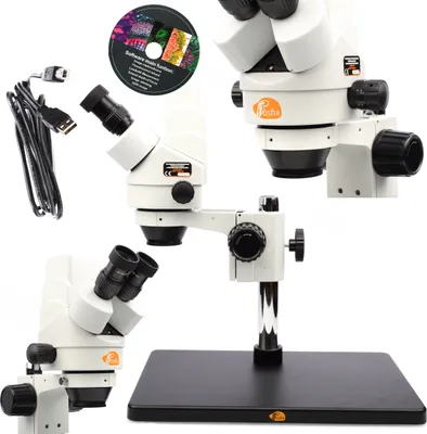 Immagine prodotto di Rosfix Pluto Pro MSPP-T-BB1-KU – Microscopio Stereo Trinoculare con Fotocamera USB | Zoom 7 – 45x, CE, RoHS | Immagine 2K, Distanza di Lavoro 100 mm