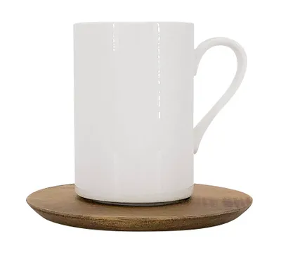 Produktbild von Becher Pipe, 400ml mit Holzuntertasse