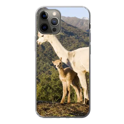 Produktbild von MuchoWow® Handyhülle Schutzhülle Hülle für iPhone 12 Pro Alpakas - Berge - Natur Silikon Softcase Handy Hülle - Abdeckung