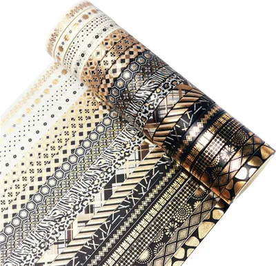 Produktbild von 20 Rollen Slim Goldfolie Washi Tape Set Dekorative Washi Masking Tapes 7mm breit Klebeband Etikettenaufkleber fuer DIY Kunst & Handwerk Scrapbooking Journals Planer Karte Geschenkpapier Schrein