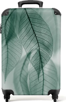 Produktbild von NoBoringSuitcases.com® Koffer Handgepäck Trolley Rollkoffer Kleine Reisekoffer mit 4 Rollen - Blätter - Grün - Natur - Stilleben - Cabin Size < 55x40x23 cm & 55x40x20 cm - Fotokoffer - Kabinenkoffer - BoardgepäckHandgepäck Koffer 55x35x20 cm, 36L,