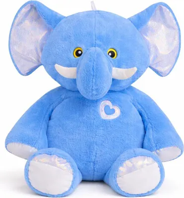 Produktbild von XXL Plüsch Elefant 72 cm Groß – Großer Blauer Kuschelelefant mit Großen Schlappohren, Stoßzähnen und Herz – Weiches Kuscheltier als Geschenk für Kinder und Erwachsene