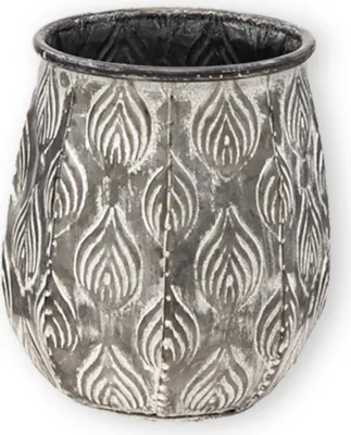 Produktbild von Pflanztopf Pflanzgefäß Zinktopf Cauldron Old Grey 19cm Rund Blumentopf Metall Übertopf