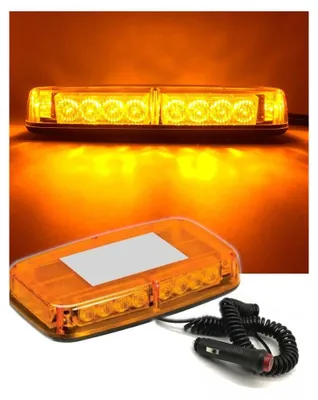 Productafbeelding van 12V/24V krachtige LED-waarschuwingslicht met magnetische voet, 15 modi, oranje glas, geschikt voor pechhulpvoertuigen
