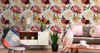Produktbild von 10 m Rolle Vlies Tapete Bunte Blumen - Aquarell XXL