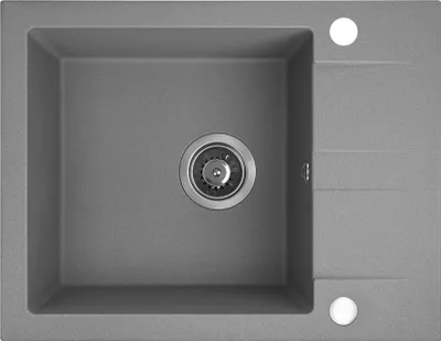 Produktbild von BADLAND Granitspüle Einzelbecken SHIRE 44x56 Grau mit kurzer Abtropffläche | Siphon im SET!