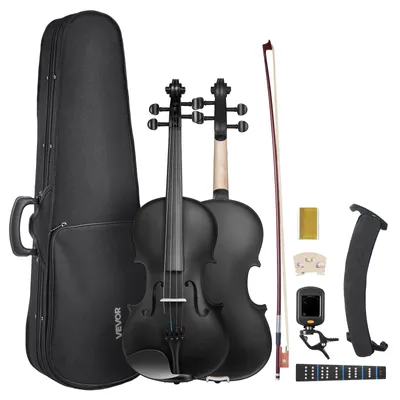 Immagine prodotto di VEVOR violino 4/4, lunghezza braccio 584,2 mm, set di violini con custodia rigida, colofonia, archetto, poggia spalla, ponte, accordatore e corde aggiuntive, strumenti in legno massiccio (nero)