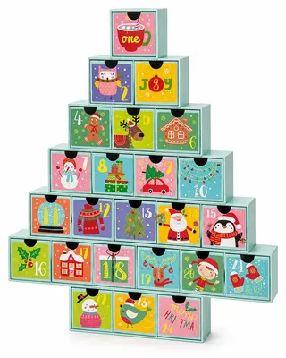 Produktbild von Adventskalender zum Befüllen für Kinder, Tannenbaum aus Pappe, 24 Schubladen
