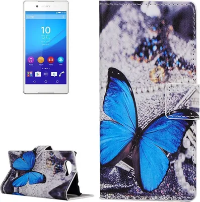 Produktbild von Handyhülle Tasche für Handy Sony Xperia Z4 Compact Blauer Schmetterling