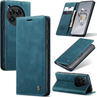 Image de OnePlus 12 Cover, RetroPolyuréthaneLeather Case with Stand Function Protection Case for OnePlus 12 Blue