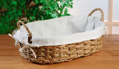 Produktbild von Schale aus Schilfgras oval, mit Griffen & Stoffeinlage aus Baumwolle, Brotkörbchen