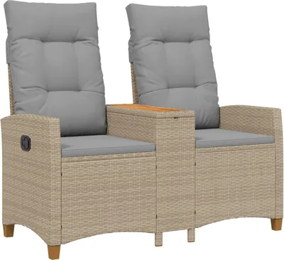 Image de vidaXL Banc avec table Beige et gris clair 126 x 65 x 112 cm