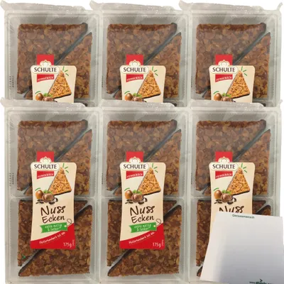 Produktbild von Schulte Nussecken extra nussig & lecker mit Zartbitterschokolade 6er Pack (6x175g Packung) + usy Block
