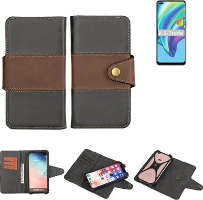 Produktbild von K-S-Trade Handyhülle Schutzhülle Hülle Bookstyle Wallet-Case kompatibel mit Oppo A15 Bumper Rundumschutz schwarz-braun 1x