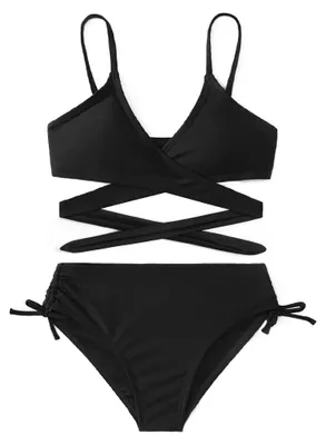 Produktbild von Mädchen-Bikini-Set mit Kordelzug, geeignet für Kinder im Alter von 6 bis 14 Jahren