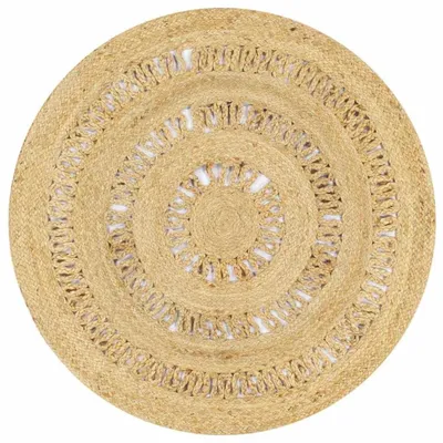 Imagen del producto de Alfombra redonda de yute, hecha a mano, de 90 cm de diámetro