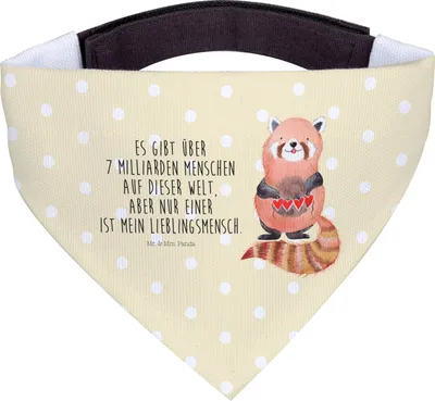 Produktbild von Mr. & Mrs. Panda Hunde Halstuch Roter Panda - Gelb Pastell - Geschenk, Bandana, Rot, Lustige Sprüche, Liebling, Hundehalstuch, Dreieckstuch, Hund, Liebe, Lieblingsmensch