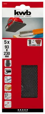 Obrázok produktu pre Mriežkové brúsne listy 5 ks 93x230 mm K220 KWB