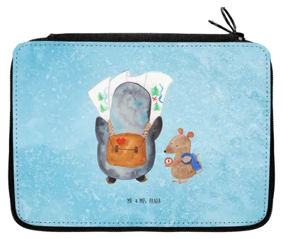 Produktbild von Mr. & Mrs. Panda Stifteetui Pinguin & Maus Wanderer - Eisblau - Geschenk, Etui, Abenteuer, Ausflug, Mäppchen, Federmappe, Schreibmappe, Schlampermäppchen, Wandern