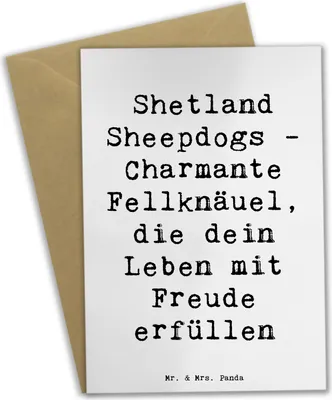 Produktbild von Mr. & Mrs. Panda Grußkarte Spruch Shetland Sheepdog Glücksbringer - Weiß - Geschenk, Liebe und Begeisterung, Hunderassen Beschreibung, Hunderasse, Klappkarte, osterkarten