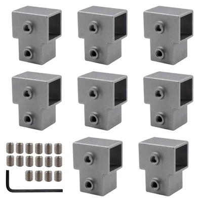 Produktbild von 8 Stück T-Verbinder aus Aluminiumlegierung für 25x25mm Vierkantrohre