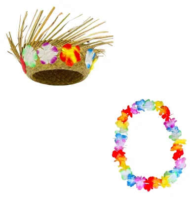 Imagen del producto de Sombrero de paja hawaiano con adorno de flores