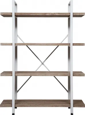 Produktbild von Wandschrank Robustes Metall Holz Industriedesign offenes Bücherregal 140 cm hoch weiß