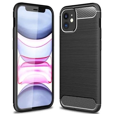 Produktbild von Techsuit Carbon Silicone Back Cover Hülle für Apple iPhone 12 / iPhone 12 Pro - Schwarz
