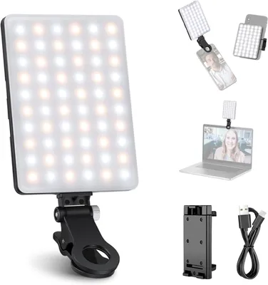 Produktbild von Selfie Licht kompatibel mit iPhone,2000mAh wiederaufladbares LED Videolicht mit Handy Clamp für Computer Webcam,Laptop,Zoom Videokonferenzen