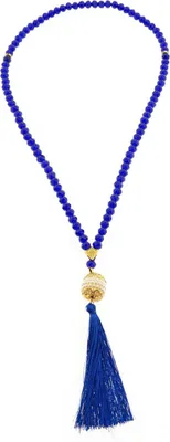 Produktbild von Gebetsketten aus 99 Perlen mit goldenen Akzenten 45 cm Anhänger mit Fransen Blau