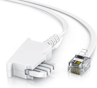 Produktbild von CSL - 2m Telefonkabel TAE-F Stecker auf RJ11 Stecker − Int. Norm 6P4C / 4-polig belegt − Flachkabel - TAE-F - weiß