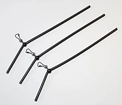 Produktbild von 3 Stück gebogene Wurfausleger für die Angelmontage, Schwarz, 25 cm Länge