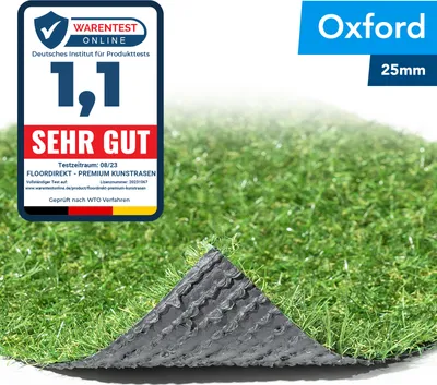 Produktbild von Kunstrasen Oxford Premium Class Polhöhe: 25 mm Zuschnitt 100x100 cm