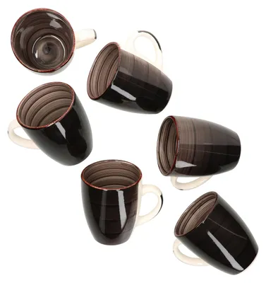 Produktbild von 6er Set Coffeeblack Kaffeebecher mit Henkel schwarz 350ml Trinkbecher Tasse Tee