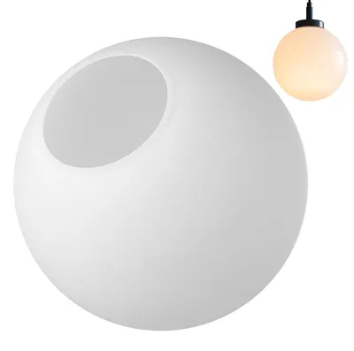 Glaskugel-Lampenschirm, weiß, 15 cm Ø, Montageöffnung 6–7 cm