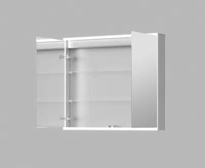 Produktbild von LED Spiegelschrank 80x70 cm, Alukorpus, 2 Glasböden, Schalter, IP44