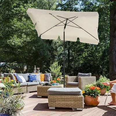 Produktbild von Famanu Sonnenschirm rechteckig - UV-Schutz UPF 50+ - 180 x 125 cm - neigbar - beige