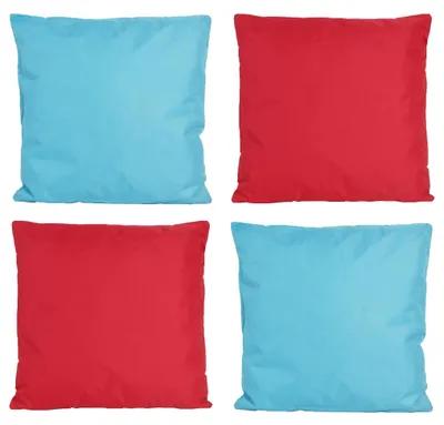 Produktbild von 4x Outdoor Lounge Kissen 45x45 Dekokissen Wasserfest Sitzkissen Garten Stuhl 2x Rot - 2x Hellblau