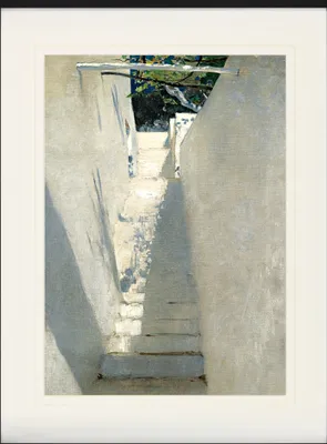 Produktbild von John Singer Sargent Gerahmtes Bild Mit Edlem Passepartout | Wand-Bilder | Im Bilderrahmen - Treppenaufgang In Capri, 1878 (80 x 60 cm)